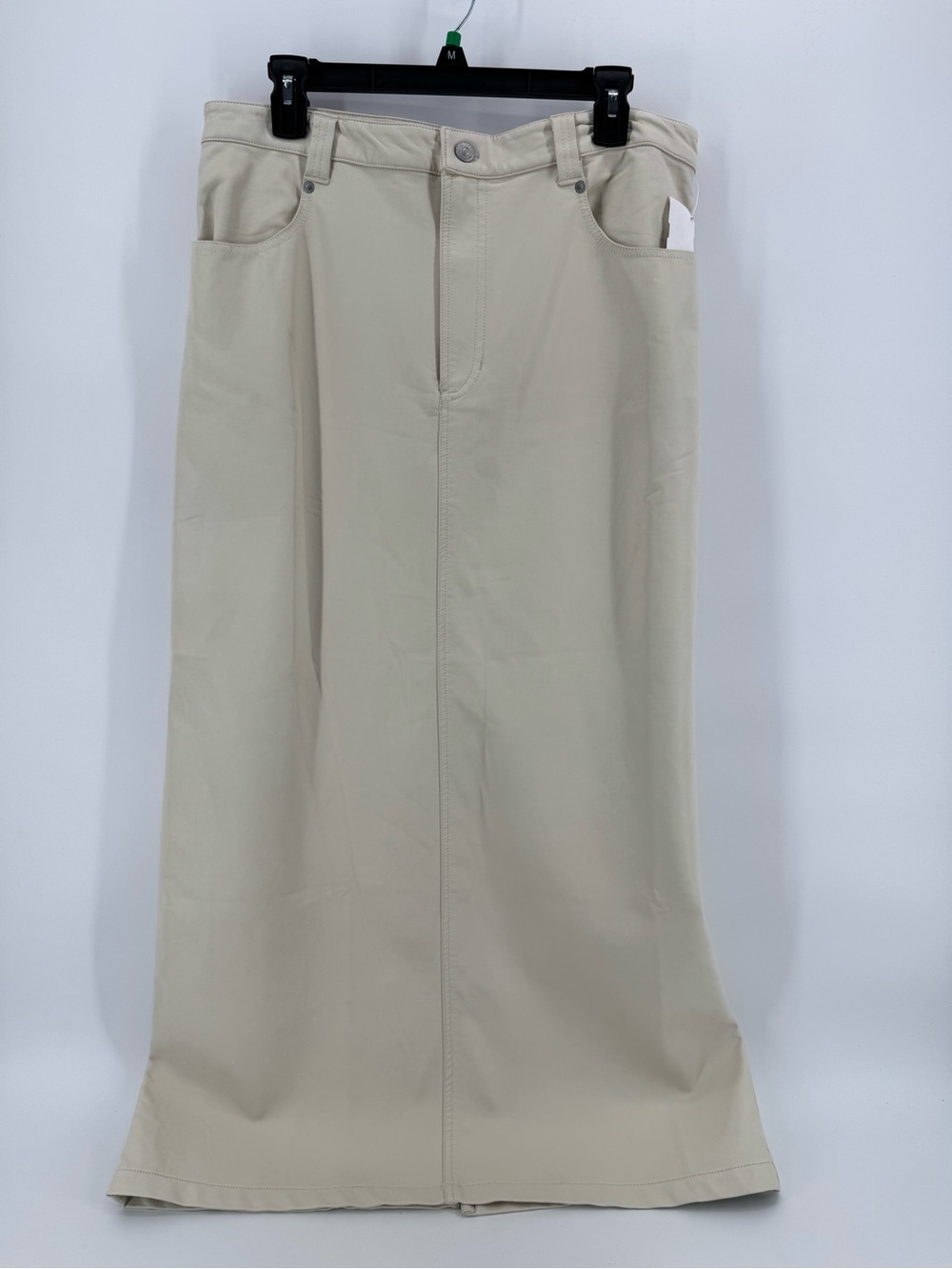 Free People Women’s Cream Faux Leather Maxi Skirt with Back Split